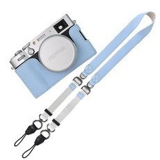 Pu 카메라 X100 하프 케이스 VI Mark 가죽 바디 X100 Fujifilm VI용, 8)Blue case-strap