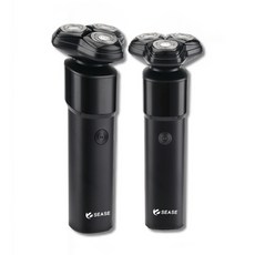 SEASE電動刮鬍刀S2301，三刀頭浮動貼合，Type-C快充60分鐘，磁吸刀頭易清潔, 黑色