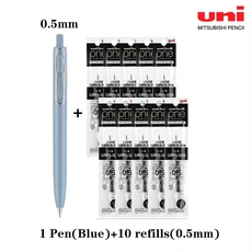 10PCS 유니볼 원 젤 펜 리필 UMR-05S/UMR-38S 적용 가능 학교 일본어 문구 0.38mm/0.5mm, 01 pen and refill