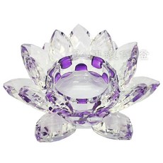 弘麒 水晶玻璃蓮花燭台 居家擺飾 供燈 供佛 蓮花燈, 紫色1入(不含燈), 紫色