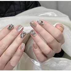 穿戴甲片高級感秋季貓眼紫邊愛心法式美甲片可拆卸爆款假指甲貼片, 1個, BY1457:工具包款