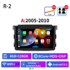 무선미러링어댑터 Smart Fortwo 451 2005 - 2010 2010-2015 멀티미디어 GPS 네비게이션 DSP RDS 4G SWC CarPlay 2Din 9 인치 안드로, R-2 8GB 128GB A
