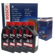 보쉬 투스카니 GK 2.0 MPI 엔진오일 교환 셋트 필터 + 합성유 모튤 O1182+A2065+5W30 4L, 4개, 5w30, 1L