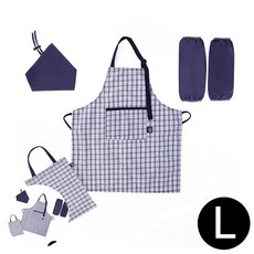 [팔마누] 초등학생앞치마두건세트 초등학생미술용앞치마팔토시세트 초등미술앞치마팔토시 인디고 앞치마 세트 L