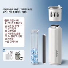 휴대용 인슐린 냉장고 가정용 충전 약품함 온도표시, 화이트미니 1단계 냉각봉 컵홀더 2, 1L