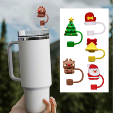 휴무드 10mm 호환 스탠리 텀블러 빨대 마개, 1세트, 크리스마스 5종