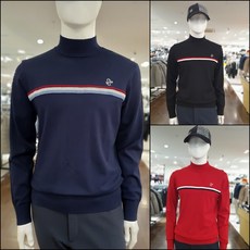 루이까스텔 가을/ 겨울 남성 앞판 라인 배색 포인트 반목 골프 니트 3GRSW901 [NC송파 루이까스텔] 남성니트 티셔츠 스웨터 골프니트 골프스웨터 터틀넥