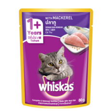 위스카스 고양이 주식 파우치 주니어 고등어, 1세트, 80g