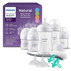 필립스 AVENT 내추럴 아기 젖병 자연 반응 젖꼭지 신생아 선물 세트 SCD838/02, 필립스 AVENT 내추럴 아기 젖병, 자연 반응 젖꼭지