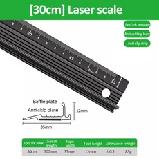 20/30/45cm 내구성 알루미늄 합금 직선 눈금자 안티 컷 핸드 미끄럼 방지 목공 정밀, 03 30cm