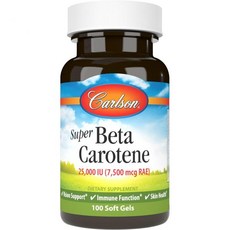 칼슨 - 슈퍼 베타 카로틴 25000 U 15 mg 비타민 A 베타카로틴 형태 가능 생체활성 시력 건강 건강한 피부 소프트젤 100개