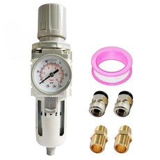 공기 압축기 라인 반자동 배수 5 마이크론 황동 요소 0-150 psi 게이지용 Qolekog 3/8" NPT 필터 압력 조절기 콤보 물 분리기, 1/2" NPT, 1개