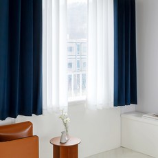 까르데코 디망쉬 암막+비침없는 심플쉬폰 창문커튼 4장+커튼봉