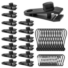 QWORK 잠금 그립이 있는 방수포 클립 세트 카라비너 및 번지 코드 45개 텐트 패스너 홀더 클램프 158642