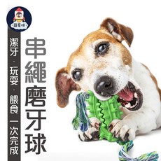 寵星球 可串繩磨牙球 寵物玩具 狗狗磨牙器, 1個, 綠