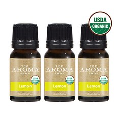 더아로마샵 USDA 유기농 에센셜오일 디퓨저 아로마테라피 숙면 힐링, 3개, 10ml, 레몬 유기농 에센셜오일