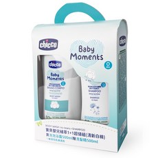 chicco 寶貝嬰兒植萃泡泡浴露洗髮精超值組，清新白棉，舒膚錦葵，溫和清潔，寶寶安心使用, 1個, 清新白棉+洗髮精 500mL