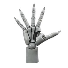 MANXANART 超可動手指關節人手模型, 灰色,右手（配萬向支架和替換指甲）