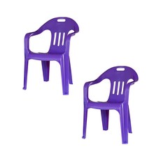 공룡플라스틱 플라스틱의자 편의점 간이 야외 행사용 등받이 팔걸이 웰빙 2개, 웰빙의자 2개(보라색)