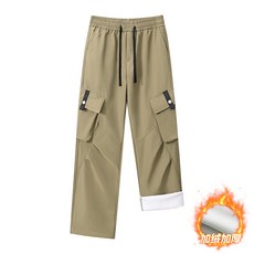 加絨工裝拖地褲 - 寬松百搭舒適潮流休閑男款