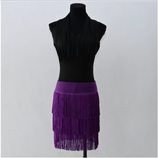 3단 일자 수술 치마 라인 댄스복 라틴 줌바 드레스, 보라