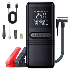 HELLOLEIBOO 휴대용 타이어 무선 공기 펌프, 블랙, 1개