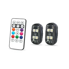 2x 8색 자동차 인테리어 장식 조명 원격 제어 기능이 있는 주변 긴 대기, 01 8colors 2PCS