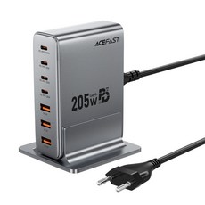 ACEFAST 205W GaN 4C3A 7포트 C타입 고속 충전기 PD3.0 PPS QC 초고속 멀티충전기, 1개, 블랙