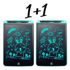 1+1 전자칠판 메모 전자 노트 그림 칠판 패드 8.5인치 원터치 2개, 플라스틱, 파랑