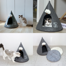 펫시티 고양이 숨숨집 텐트 강아지 집 애견 하우스 방석포함 반려동물, 1개, 그레이
