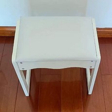 북유럽식 화장대 의자 간편 좌식, 러버우드 웜화이트+가죽쿠션오프화이트 높이 36cm O자