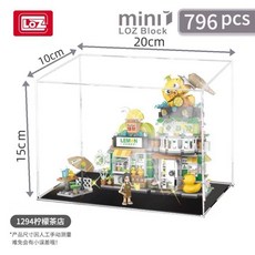拼裝積木 微型積木 LOZ熊貓茶舍小熊咖啡街景積木小顆粒迷你拼裝玩具兒童小紅書同款益智積木 小顆粒積木, 1個, 檸檬茶+展示盒
