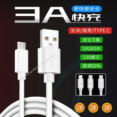 3A快充線充電線 傳輸線 數據線 蘋果充電線 iphone 支援QC3.0, 1個, Lightning-白線2M