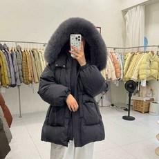 폭스퍼롱패딩 벨트롱패딩 트렌치점퍼 퀄팅 겨울 여성, 상세 페이지 참고, 오프 화이트 S