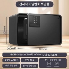 미니금고 가정용금고 개인 금고 가정용소형금고 지문인식 블랙/화이트 금고함, 블랙 20cm AE222 지문X
