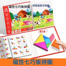 DFMEI 七巧板幾何圖形教具小學數學專用兒童益智磁力拼圖玩具, 1個, 磁性七巧板教具:如圖