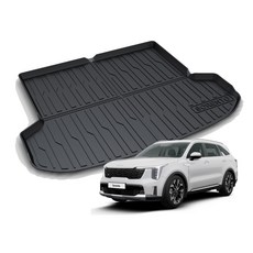 리얼핏 쏘렌토 MQ4 5인승 (20년~현재) 3D 논슬립 TPE 트렁크매트 [호환], 카본블랙