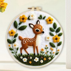 DIY 바늘 펠트 동물 세트 설명서 패드 늑대 초보자 프레임 사슴 그림