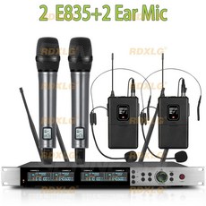 무선 마이크 전금속 채널 전문가용 다이나믹 파티 카라오케 교회 무대용, 1개, 07 2 e835 2 Ear Mic
