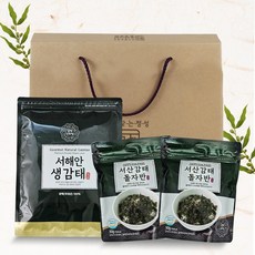 [동명상회] 국산 감태 선물세트(생감태 10장 서산감태돌자반 2봉) 사은품 완도 건미역(50g), 단품, 단품
