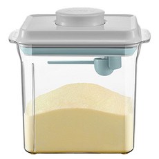 【安酷生活】一鍵按壓防漏可刮平奶粉罐 1700ml (附贈勺子+掛具+三角刮平片), 奶粉罐 1700ml 透明款 (附贈勺子+掛具+三角刮平片), 1個