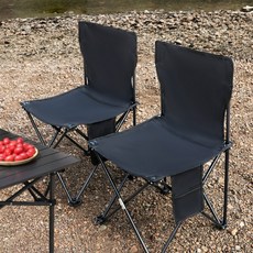999피싱 야외 휴대용 등받이 캠핑 낚시 등산 접이식 경량 의자, 블랙, 2개
