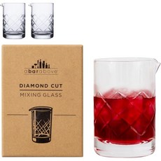 클래식 스타일 칵테일 믹싱 글라스 위의 바 – 칵테일을 섞고 저어주는 두껍고 튼튼한 유리 비커 세트용 음료 믹서 기본 전문가용 또는 홈 액세서리18온스, 2 Count (Pack of 2), Diamond Cut