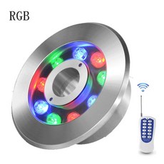 9W 12W RGB LED 분수 빛 IP68방수 바닥 램프 묻혀 온천 유출, 01 RGB Remote Control, 02 12W, 1개