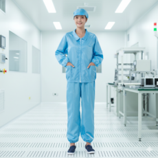 제전복 투피스 Y카라 긴팔 정전기방지 EDS 방진복투피스 반도체 무진복 크린룸 상하세트, 1세트, 블루