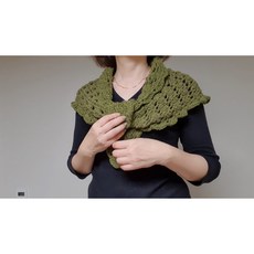 [코바늘DIY패키지] 3-way 스타일링 숄&목도리&바라클라바 DIY 코바늘 뜨개질 만들기, 크림슨 레드, 추가 안함