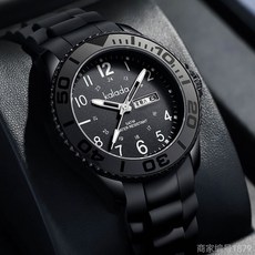 kalada 黑色簡約時尚手錶，50米防水，親膚錶帶，日期顯示，夜光指針