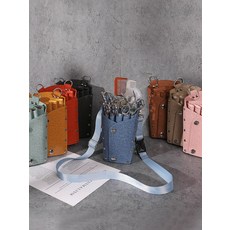 미용가위허리벨트 가죽가위집 파우치 데님 디자이너 이발사 데님핑크 5, 크리스탈 블루 5 칼 위치 허리 가방