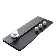 天然烏金石茶盤 整塊石材一體成型 簡約家用帶排水茶海, 1件, 黑色