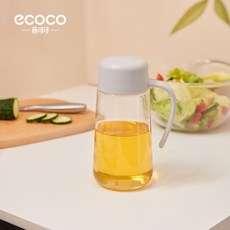 ECOCO 自動開蓋玻璃油壺 調味瓶 油醋瓶, 1個, E1809自動開蓋玻璃油壺小號-灰色